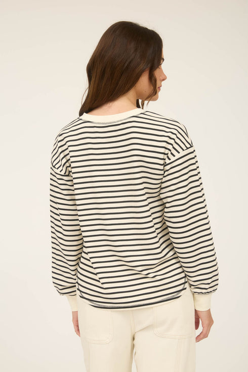 STRIPE HENLEY KNIT TOP